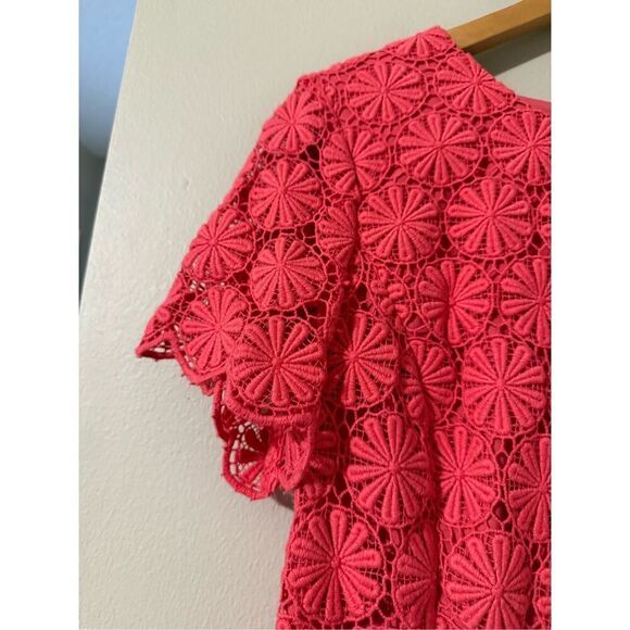 Talbots Size 10 Crochet Daisy Lace Knee Length Dress Pink Preppy Summer Floral - Picture 8 of 11